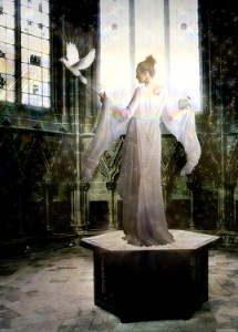 Image of a woman and dove